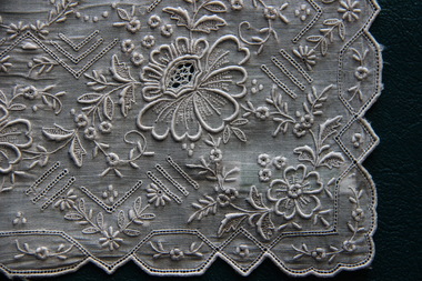 Chinese Whitework Embroidered Handkerchief