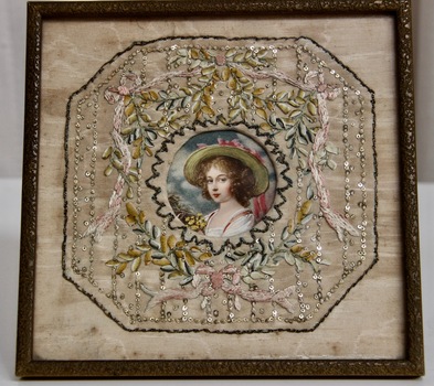 18th C Silk Embroidery Framed  Picture