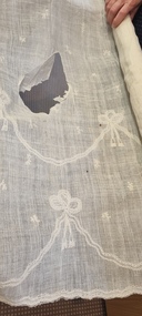 18th C Tambour Embroidered Muslin Panel