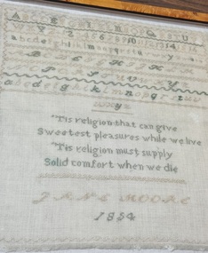 Textile - Jane Moore Sampler 1854, Jane Moore, 1854