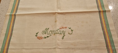 Textile - Embroidered tea towels, Veronica Constable, 1940's