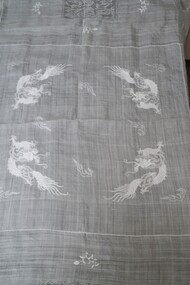Domestic object - Embroidered white cloth/coverlet