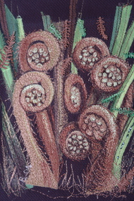 Textile - Machine Embroidery Panel, "Fern Fronds"