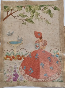 Textile - Crinoline Lady Embroidered Picture, 1922