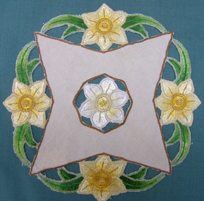 Textile - Daffodil Cutwork Mat, circa 1910