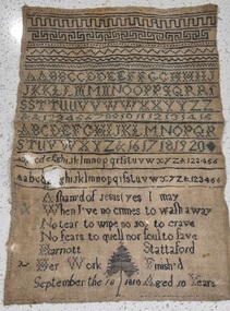 Textile - Harriott Stattaford Sampler 1810, Harriott Stattaford  (Harriett Stettaford), 1810