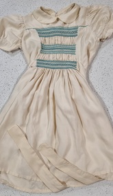 Textile - Parachute Silk Smocked Dress, Edith Slater, Late 1940's