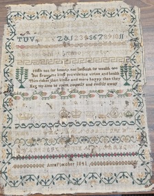 Textile - Anne Fletcher Sampler 1841, Anne Fletcher, 1841