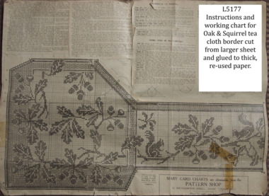 Ephemera - Mary Card Oak and Squirrel Chart, Mary Card, Mary Card Crochet Charts The Oak and Squirrel Tea or Supper Cloth Chart No. 69, Unknown