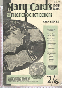 Ephemera - Mary Card Design Booklet, Edgar H. Baillie, Mary Card's New Book of Filet Crochet Designs, 02/03/1936