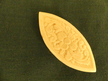 Tool - Carved Ivory Shuttle, Ivoery shuttle, 1840's