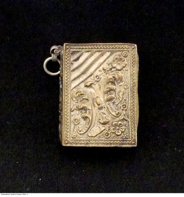 Tool - Silver plated book pin cushion, pin cushion, late 19th cnetury