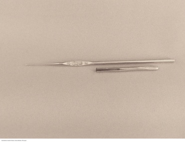 Tool - Boye fube steel chrome plated crochet hook, Size 14, with sheath, Boye, Boye crochet hook, after 1918