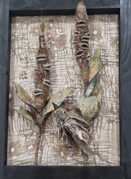 Contemporary Machine and Hand Embroidery Honeyeater with Banksia
