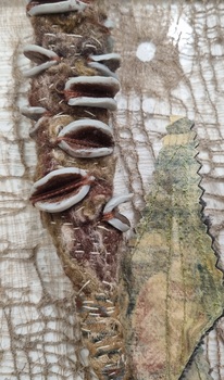 Contemporary Machine and Hand Embroidery Honeyeater with Banksia