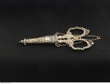 Tool - Chatelaine scissors with cover and chain, 1899