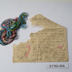 Textile - Geoff Riley embroidery design envelope - Galah & lobelia, Geoff Riley, 1920's-1956/7