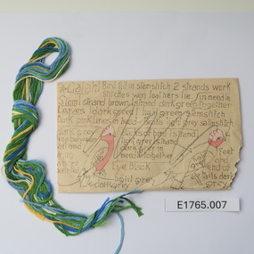 Textile - Geoff Riley embroidery design envelope - Galah & lobelia, Geoff Riley, 1920's-1956/7