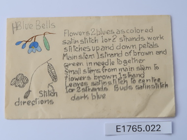 Textile - Geoff Riley embroidery design envelope - Blue bells, Geoff Riley, 1920's-1956/7