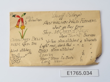 Textile - Geoff Riley embroidery design envelope - Christmas Bells, Geoff Riley, 1920's-1956/7