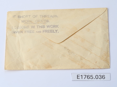 Textile - Geoff Riley embroidery design envelope - Christmas Bells, Geoff Riley, 1920's-1956/7