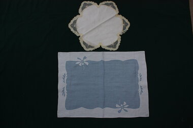   Yellow and white scone holder with shadow embroidery