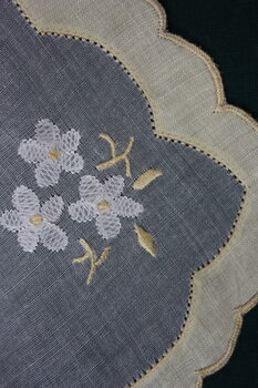   Yellow and white scone holder with shadow embroidery