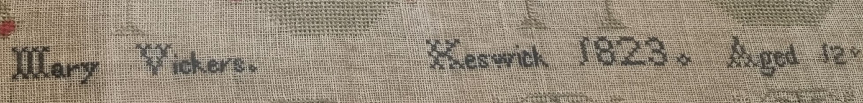 Mary Vickers Keswick 1823 Sampler