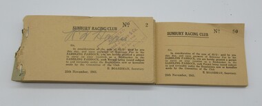 Administrative record - Sunbury Racing Club Entrance Permit Book, Sunbury Racing Club, 25th November, 1941