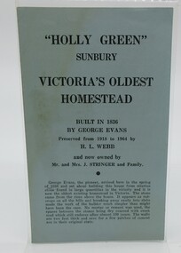Booklet, The Sunbury News Print, "Holly Green" Sunbury - Victoria's Oldest Homstead