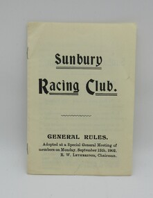 Booklet, SUNBURY RACING CLUB, 1902