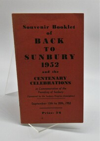 Booklet, Back to Sunbury 1952, 1952