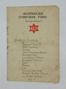Knitting Booklet, Australian Comforts Fund