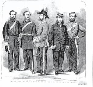 Drawing, S.Calvert, STAFF OFFICERS OF THE VICTORIAN VOLUNTEER FORCE