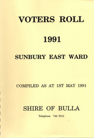 Document, Voters Roll 1991 Sunbury East Ward, 1991