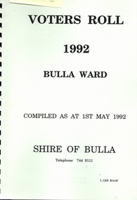 Document, Voters Roll 1992 Bulla Ward, 1992