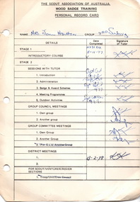 Document, Scout Association of Australia, 12th February 1978
