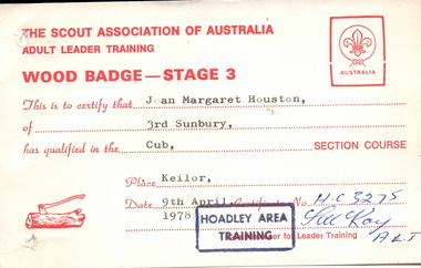 Certificate, The Scout Association of Australia, 9th April 1978