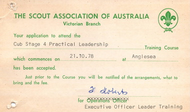 Document, The Scout Association of Australia, 21st October 1978