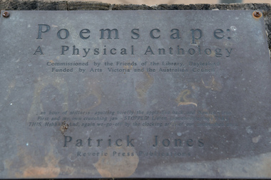 Public Art Work, Patrick Jones, 'Poemscape: a physical anthology' - Patrick Jones. 1999, 1999