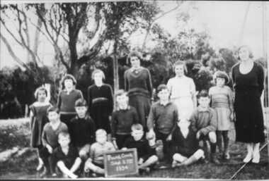 000101 - Photograph - 1934 - Pound Creek School No 2725 - from copy of original owned by Isobell Treadwell (nee Newton) - DM Beard - Names on back of photograph