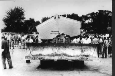 Photograph, Ripple 2 being launched on Western Beach 1959