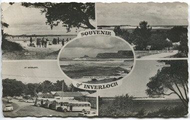 Postcard, Souvenir of Inverloch - collage of 5 views on a single card