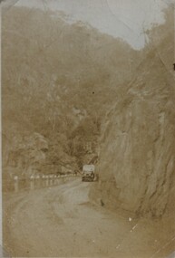 000554E - Photograph - Great Ocean Rd, Clive's old pop up caravan - Dad in black hat - C Newton