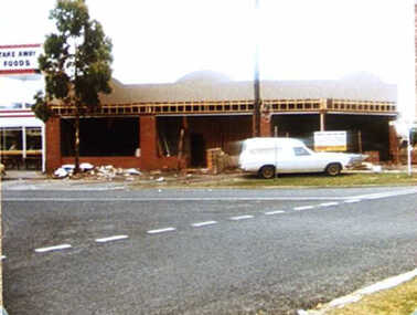 000560 - Photograph - A'Beckett St, Inverloch - New shops being erected - J Webster