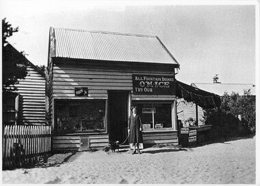 004229 - Photograph - circa late 1930s - Bruhn's Shop , possibly in A'Beckett Street, Inverloch - from Keith Ryan