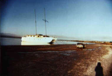 000662 - Photograph - 1983 - Catamaran Llanase on beach, Inverloch - from N Deacon