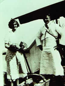 000400 - Photograph - Joe Evans - baker - delivering bread from local store to campers - from Noelle Green