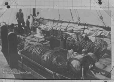 000410 - Photograph - Inverloch - boat named Irene at pier - with craypots aboard - from Robert (Bob) Young