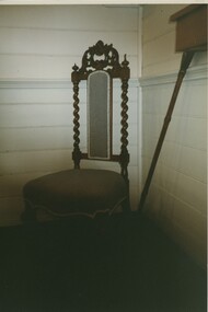 000697 - Photograph - 1997 - Port Albert - Anglican Church Chair from wreck of Clonmel